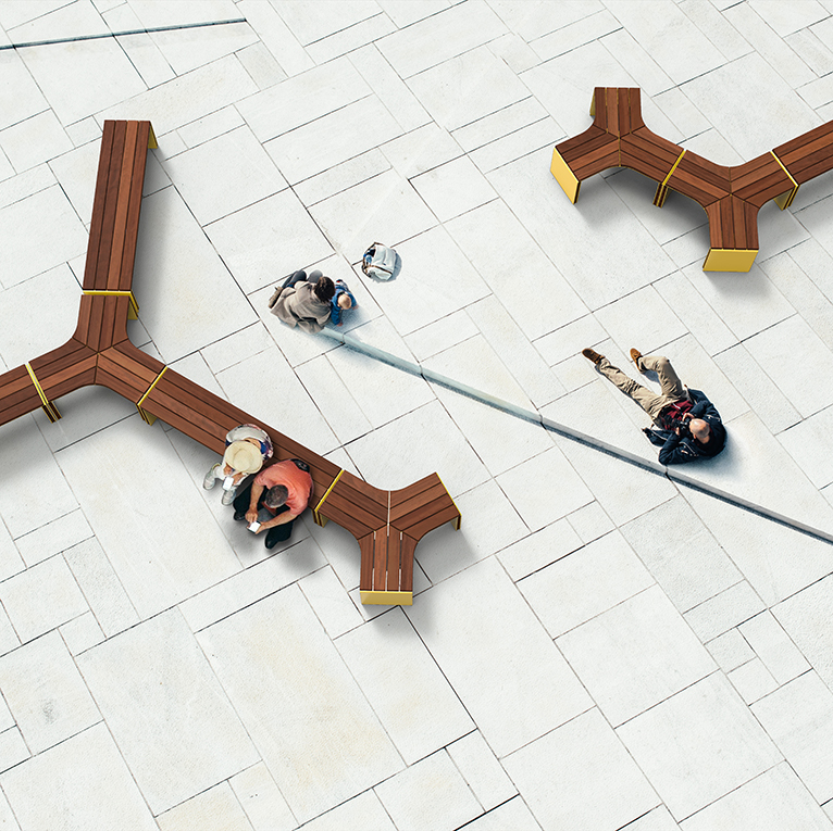 Banc mobilier urbain intemporel