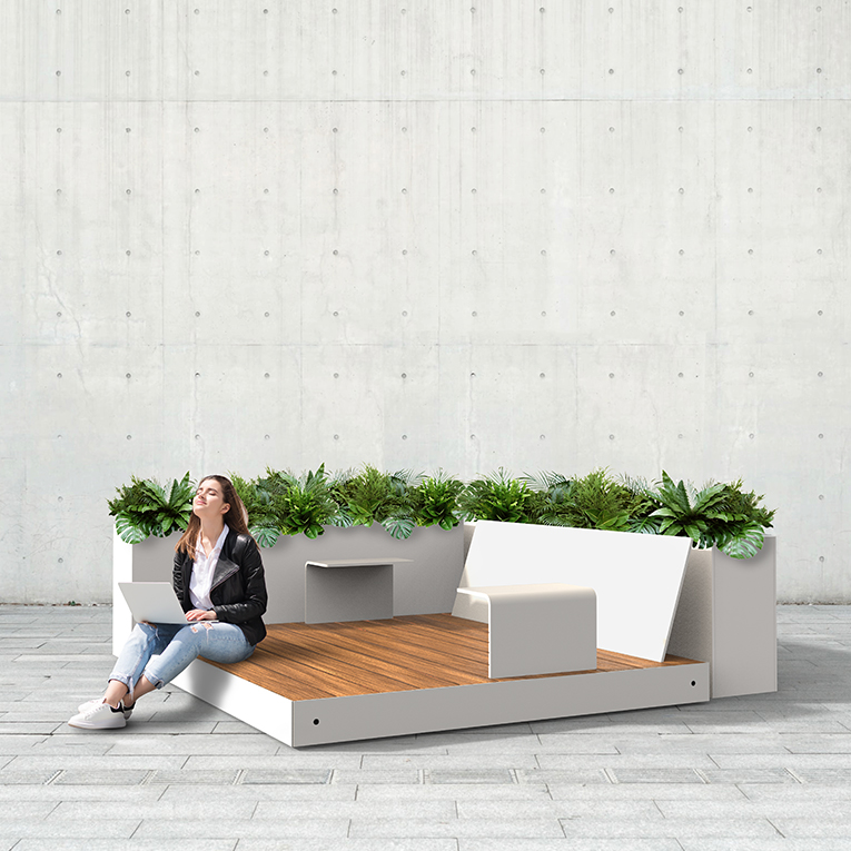 Morelli Mobilier Ora Urbain Plateforme Canapé Bac Plantation Fleur