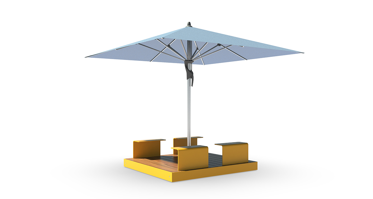 Table pique-nique ludique avec abri solaire