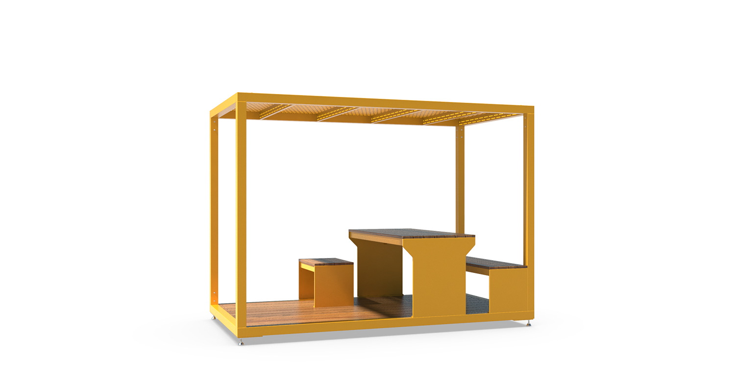 Morelli - Mobilier urbain ludique - Table à pique-nique - abri urbain