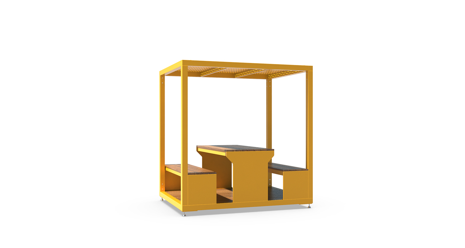 Morelli - Mobilier urbain ludique - Table à pique-nique avec pergola