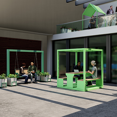 Espace collaboratif extérieur - mobilier de coworking