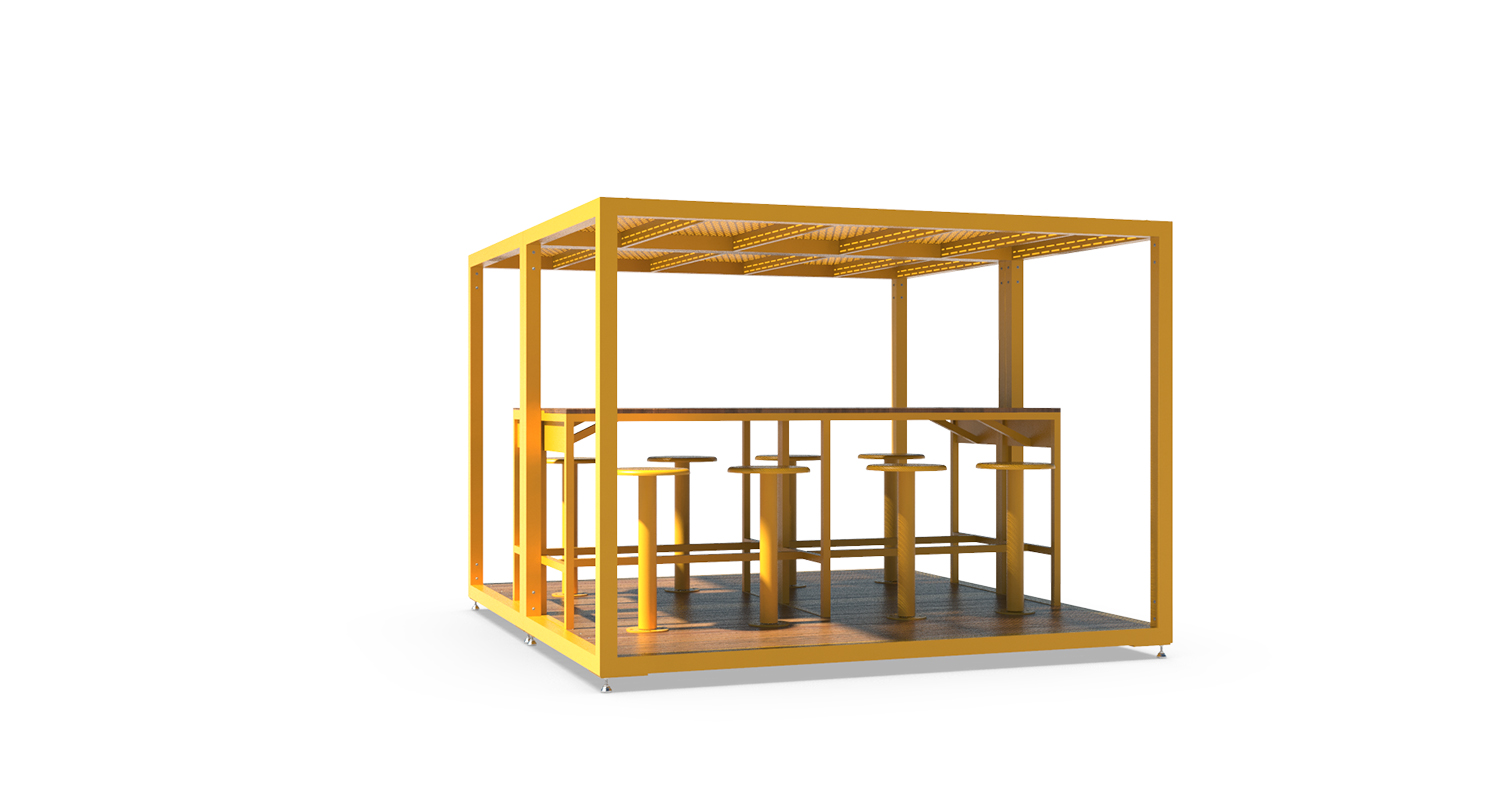 Morelli - Mobilier urbain ludique - Table à pique-nique - abri urbain