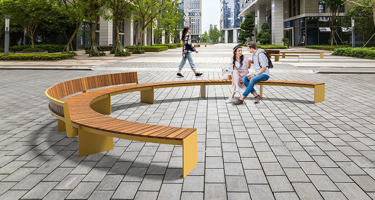 Banc en arc de cercle - mobilier urbain