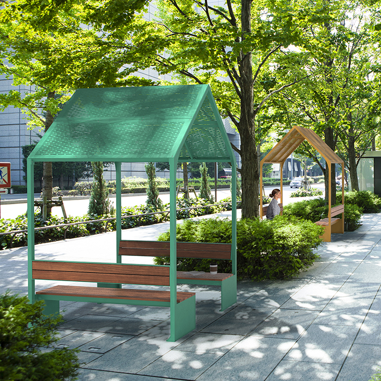 BANC URBAIN AVEC ABRI SOLAIRE