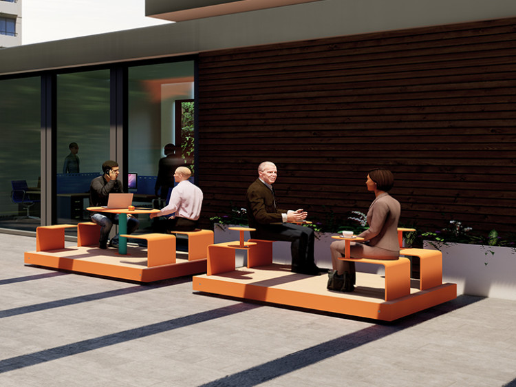 table de coworking extérieure