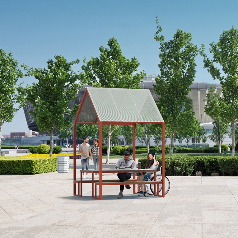 mobilier transitoire sur rue piétonne