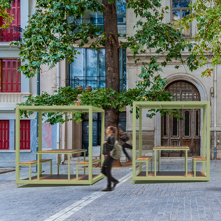 Mobilier urbain transitoire, mobilier piétonnisation des rues, table pique-nique éphémère, mobilier éphémère, place éphémère