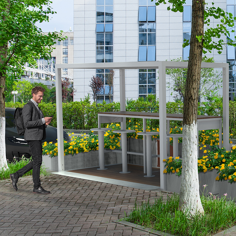 Mobilier transitoire - mobilier urbain temporaire - table bar avec tabourets