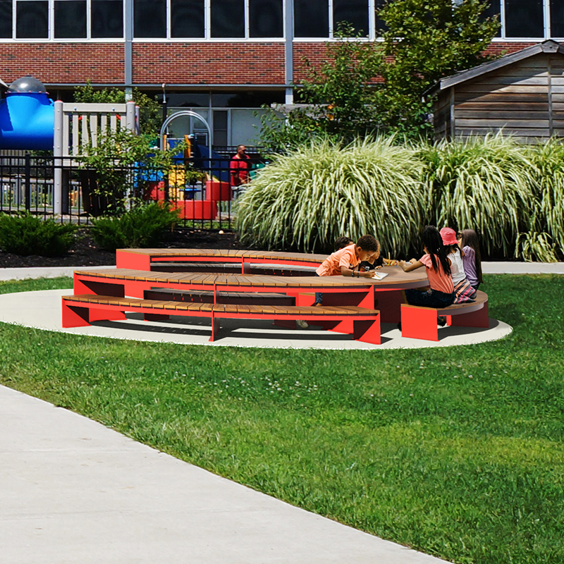 Table circulaire urbaine pour enfant - mobilier scolaire extérieur - mobilier coworking extérieur