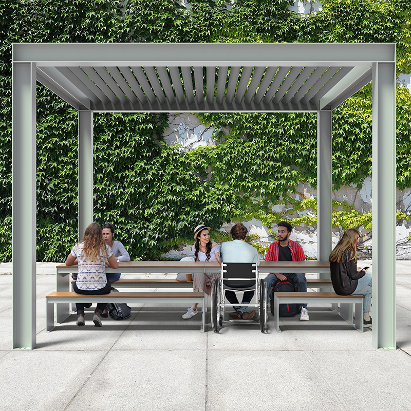 Pergola urbaine - mobilier urbain - mobilier de coworking extérieur- abri solaire urban