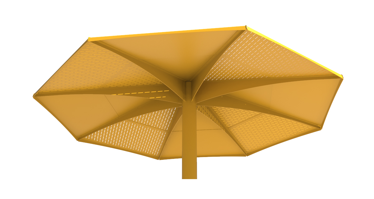 Parasol Métallique - Parasol 4 saisons - Mobilier urbain Montréal - abri solaire résistant