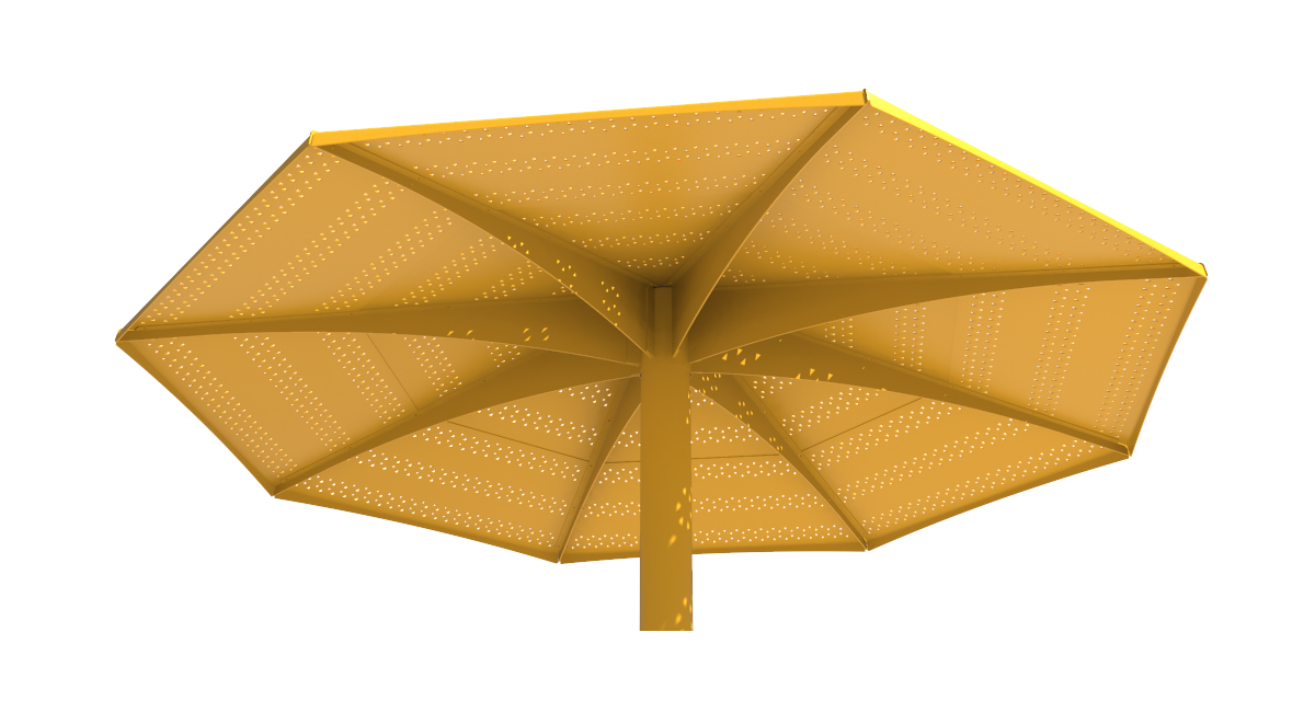 Parasol Métallique - Parasol 4 saisons - Mobilier urbain Montréal - abri solaire résistant