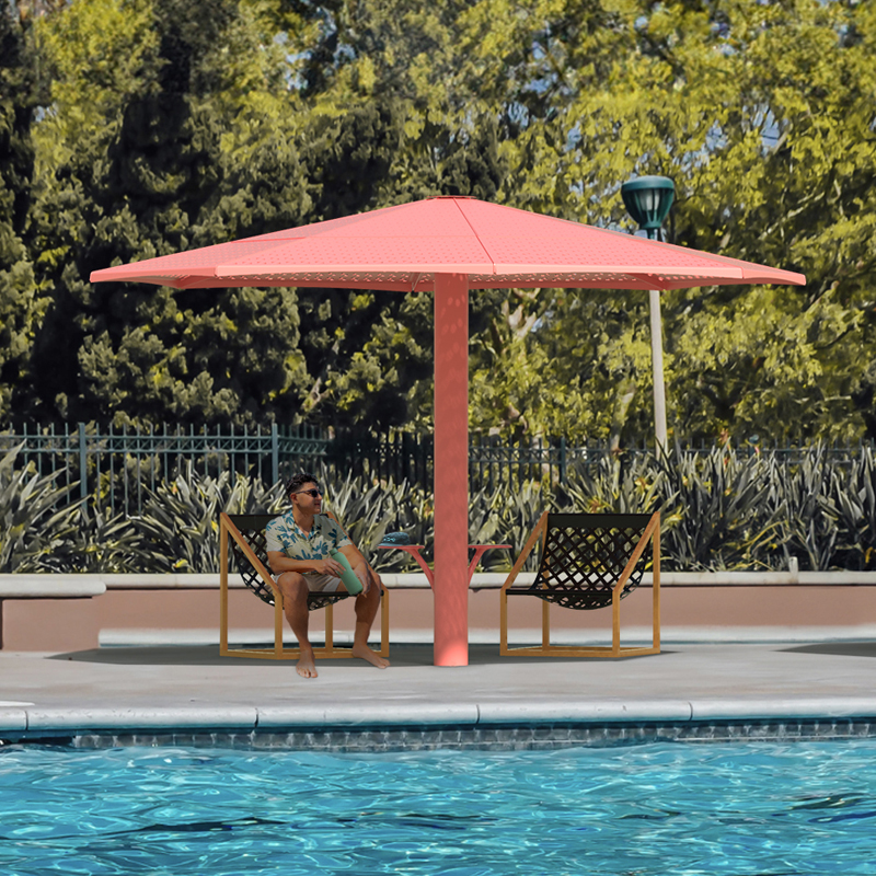 Parasol Métallique - Parasol 4 saisons - Mobilier urbain Montréal - abri solaire résistant