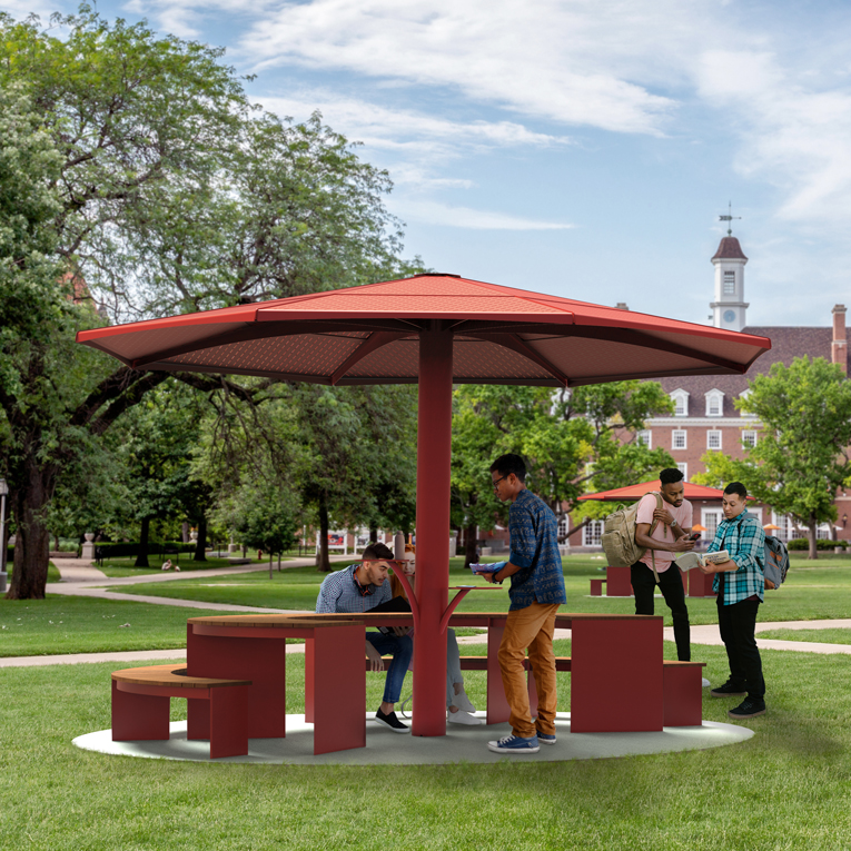 Parasol Métallique - Parasol 4 saisons - Mobilier urbain Montréal - abri solaire résistant