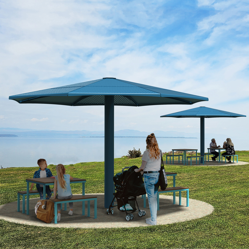 Parasol Métallique - Parasol 4 saisons - Mobilier urbain Montréal - abri solaire résistant