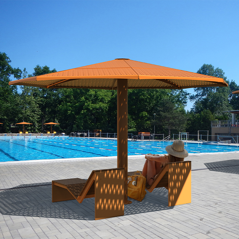 Parasol Métallique - Parasol 4 saisons - Mobilier urbain Montréal - abri solaire résistant