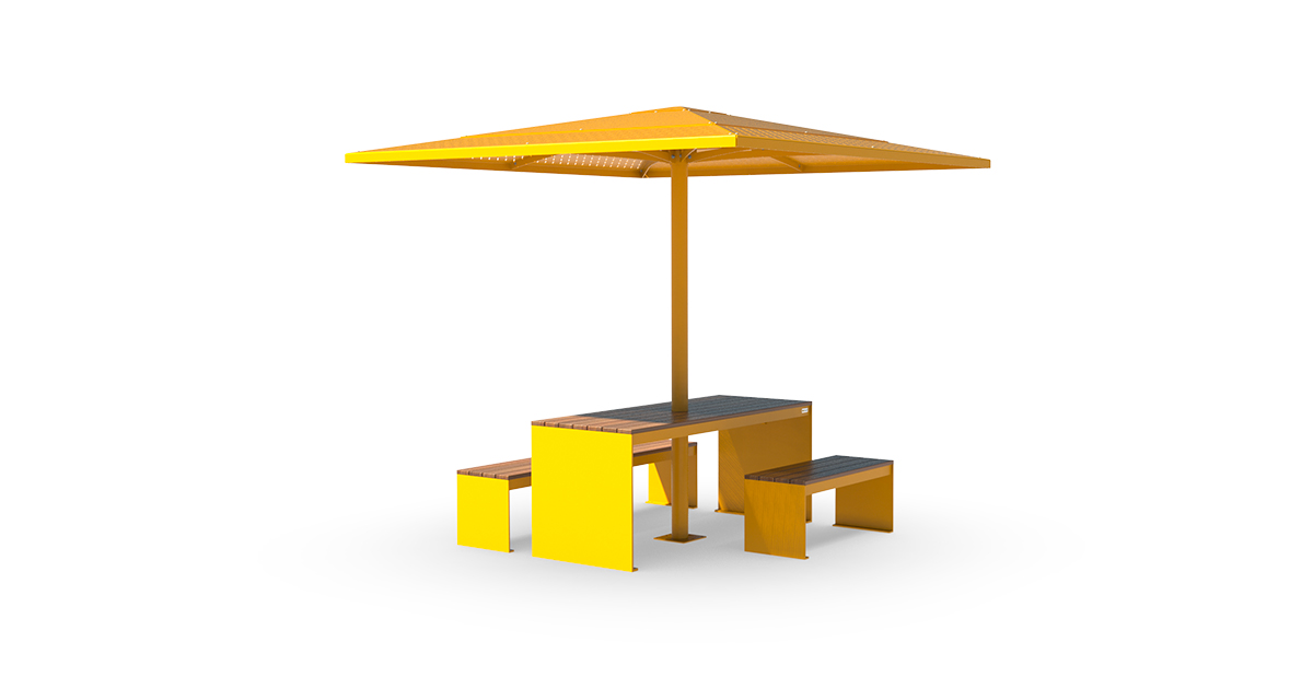 mobilier urbain - table pique-nique - parasol métallique
