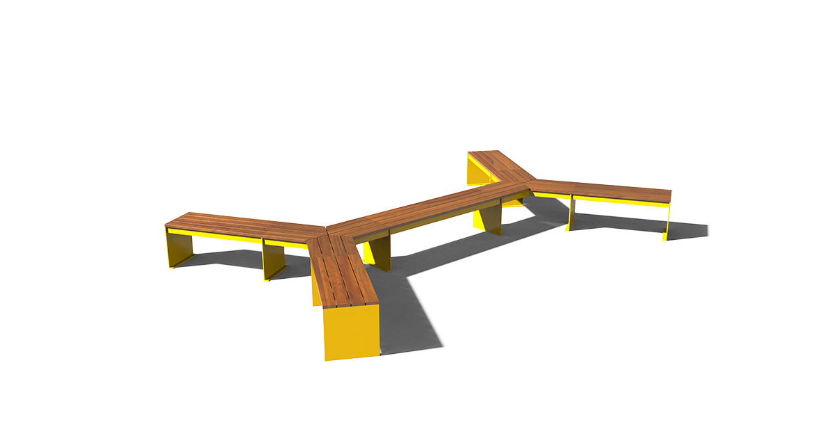Banc urbain modulaire formant deux y