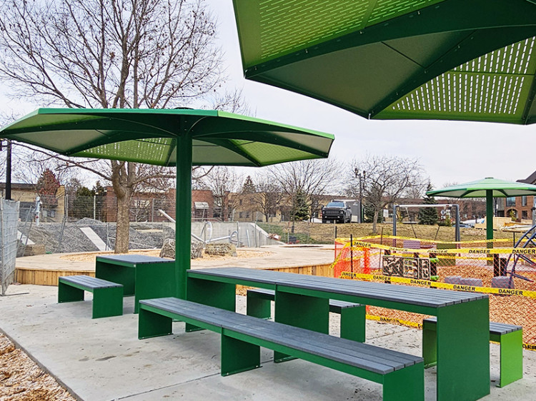 Modular picnic table, universal access (ADA), Picnic table, Public table, public bench, Metal Parasol, Street furniture, urban furniture, Picnic table shelter, picnic table urban furniture, sunshade, umbrella, outdoor collaborative space furniture, outdoor school furniture, outdoor furniture, school outdoor furniture, touristic station outdoor furniture, commercial outdoor furniture, Park outdoor furniture, Rooftop terrace furniture, Commercial terrace furniture, Public square outdoor furniture, Touristic site outdoor furniture, Urban modular furniture, Public space furniture.