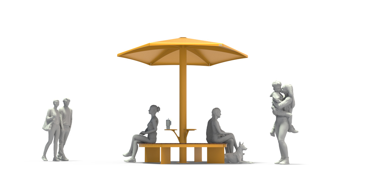 Modular urban bench, universal access (ADA), public bench, Metal Parasol, Street furniture, urban furniture, Urban bench shelter, urban bench sunbrella urban furniture, sunshade, umbrella, outdoor collaborative space furniture, outdoor school furniture, outdoor furniture, school outdoor furniture, touristic station outdoor furniture, commercial outdoor furniture, Park outdoor furniture, Rooftop terrace furniture, Commercial terrace furniture, Public square outdoor furniture, Touristic site outdoor furniture, Urban modular furniture, Public space furniture.