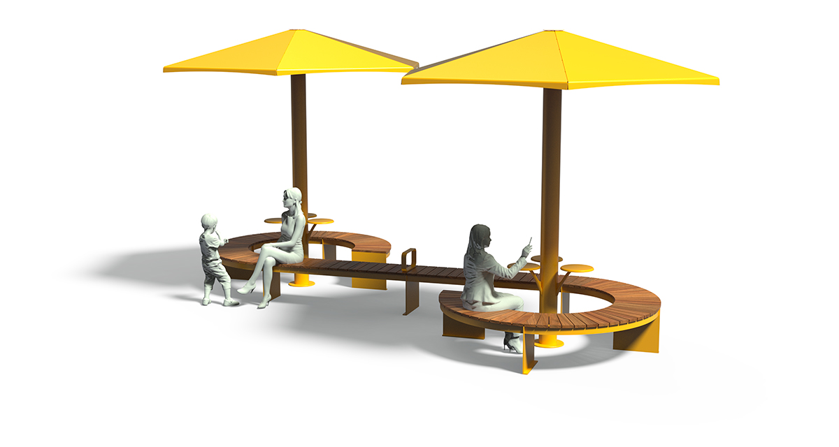 Modular picnic table, universal access (ADA), Picnic table, Public table, public bench, Metal Parasol, Street furniture, urban furniture, Picnic table shelter, picnic table urban furniture, sunshade, umbrella, outdoor collaborative space furniture, outdoor school furniture, outdoor furniture, school outdoor furniture, touristic station outdoor furniture, commercial outdoor furniture, Park outdoor furniture, Rooftop terrace furniture, Commercial terrace furniture, Public square outdoor furniture, Touristic site outdoor furniture, Urban modular furniture, Public space furniture.