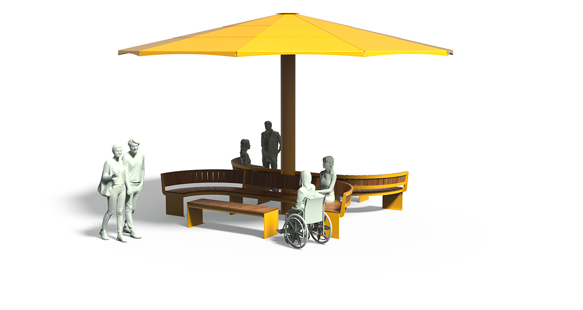 Modular picnic table, universal access (ADA), Picnic table, Public table, public bench, Metal Parasol, Street furniture, urban furniture, Picnic table shelter, picnic table urban furniture, sunshade, umbrella, outdoor collaborative space furniture, outdoor school furniture, outdoor furniture, school outdoor furniture, touristic station outdoor furniture, commercial outdoor furniture, Park outdoor furniture, Rooftop terrace furniture, Commercial terrace furniture, Public square outdoor furniture, Touristic site outdoor furniture, Urban modular furniture, Public space furniture.