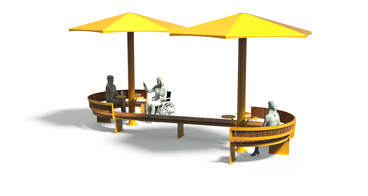 Modular picnic table, universal access (ADA), Picnic table, Public table, public bench, Metal Parasol, Street furniture, urban furniture, Picnic table shelter, picnic table urban furniture, sunshade, umbrella, outdoor collaborative space furniture, outdoor school furniture, outdoor furniture, school outdoor furniture, touristic station outdoor furniture, commercial outdoor furniture, Park outdoor furniture, Rooftop terrace furniture, Commercial terrace furniture, Public square outdoor furniture, Touristic site outdoor furniture, Urban modular furniture, Public space furniture.