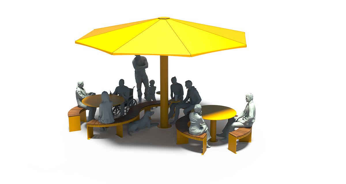Modular picnic table, universal access (ADA), Picnic table, Public table, public bench, Metal Parasol, Street furniture, urban furniture, Picnic table shelter, picnic table urban furniture, sunshade, umbrella, outdoor collaborative space furniture, outdoor school furniture, outdoor furniture, school outdoor furniture, touristic station outdoor furniture, commercial outdoor furniture, Park outdoor furniture, Rooftop terrace furniture, Commercial terrace furniture, Public square outdoor furniture, Touristic site outdoor furniture, Urban modular furniture, Public space furniture.