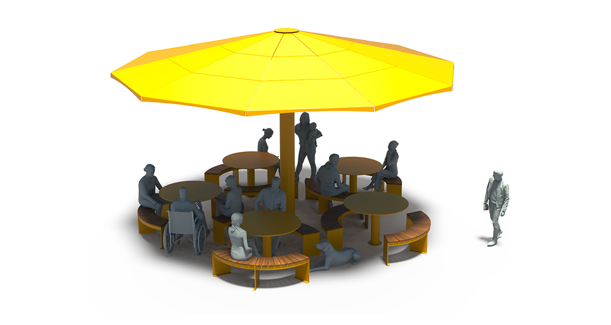 Modular picnic table, universal access (ADA), Picnic table, Public table, public bench, Metal Parasol, Street furniture, urban furniture, Picnic table shelter, picnic table urban furniture, sunshade, umbrella, outdoor collaborative space furniture, outdoor school furniture, outdoor furniture, school outdoor furniture, touristic station outdoor furniture, commercial outdoor furniture, Park outdoor furniture, Rooftop terrace furniture, Commercial terrace furniture, Public square outdoor furniture, Touristic site outdoor furniture, Urban modular furniture, Public space furniture.