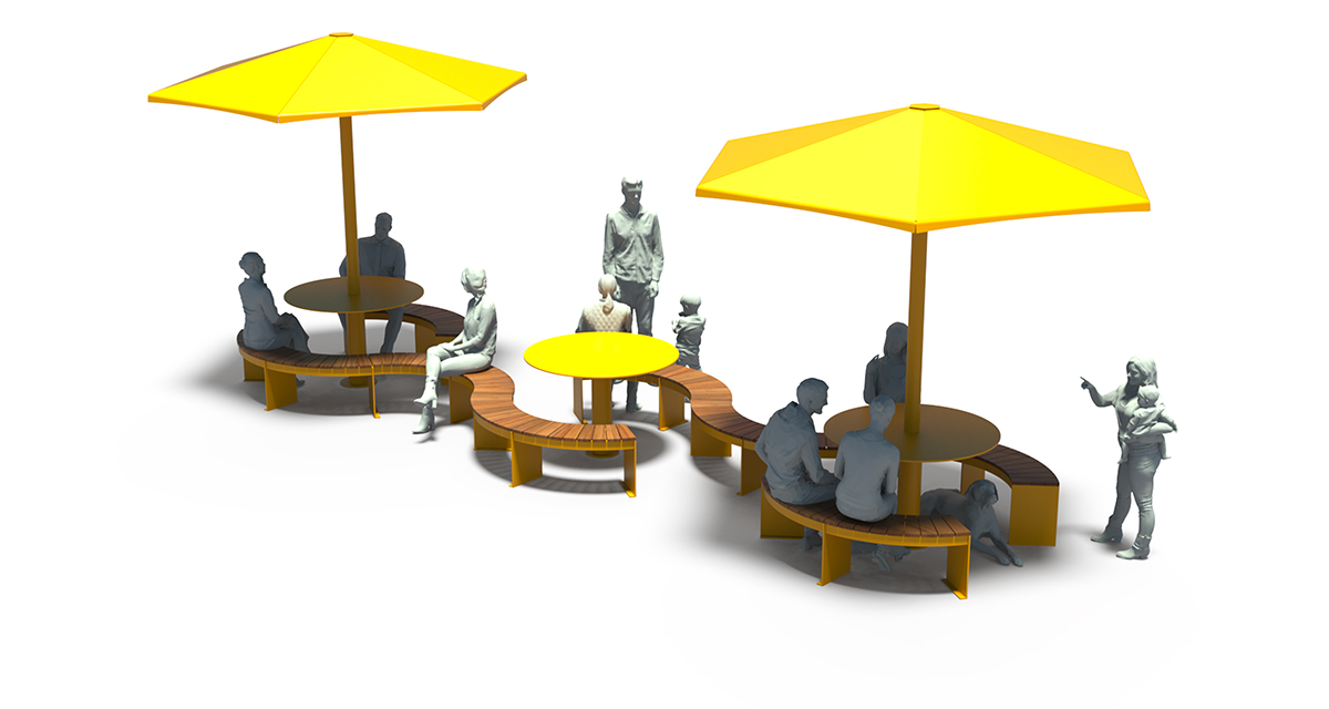 Modular picnic table, universal access (ADA), Picnic table, Public table, public bench, Metal Parasol, Street furniture, urban furniture, Picnic table shelter, picnic table urban furniture, sunshade, umbrella, outdoor collaborative space furniture, outdoor school furniture, outdoor furniture, school outdoor furniture, touristic station outdoor furniture, commercial outdoor furniture, Park outdoor furniture, Rooftop terrace furniture, Commercial terrace furniture, Public square outdoor furniture, Touristic site outdoor furniture, Urban modular furniture, Public space furniture.