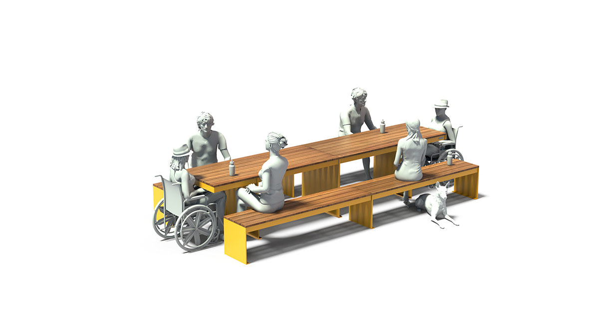 Picnic table, Public table, Public bench, Modular picnic table, universal access (ADA), Street furniture, urban furniture, Picnic table shelter, Mobilier de parc,outdoor furniture, school outdoor furniture, touristic station outdoor furniture, commercial outdoor furniture, Park outdoor furniture, Rooftop terrace furniture, Commercial terrace furniture, Public square outdoor furniture,Touristic site outdoor furniture, Urban modular furniture, Public space furniture.