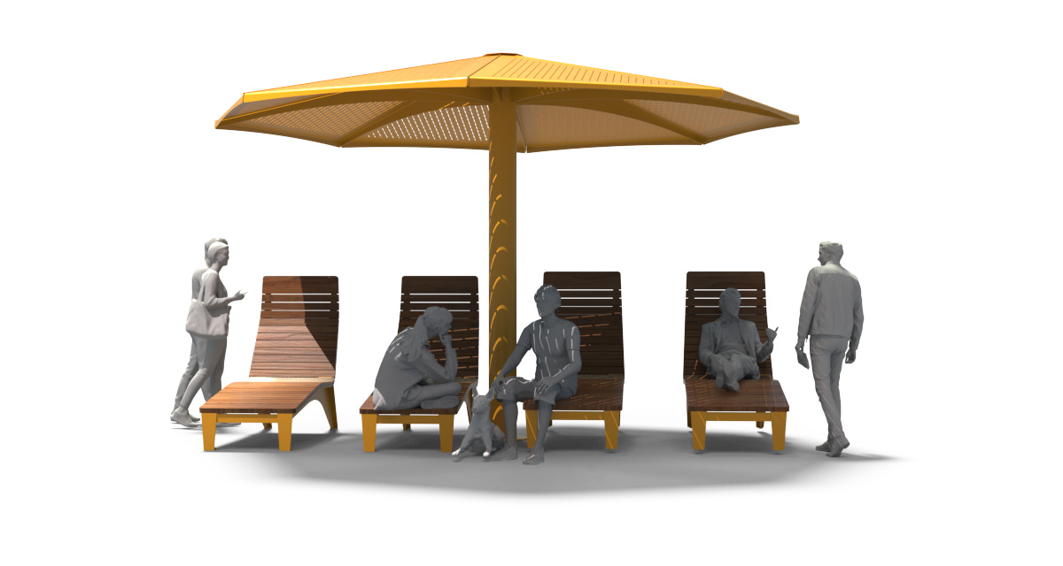 Urban Seating Platform, universal access (ADA), public bench, Metal Parasol, Street furniture, urban furniture, Urban bench shelter, urban bench sunbrella urban furniture, sunshade, umbrella, outdoor collaborative space furniture, outdoor school furniture, outdoor furniture, school outdoor furniture, touristic station outdoor furniture, commercial outdoor furniture, Park outdoor furniture, Rooftop terrace furniture, Commercial terrace furniture, Public square outdoor furniture, Touristic site outdoor furniture, Urban modular furniture, Public space furniture.