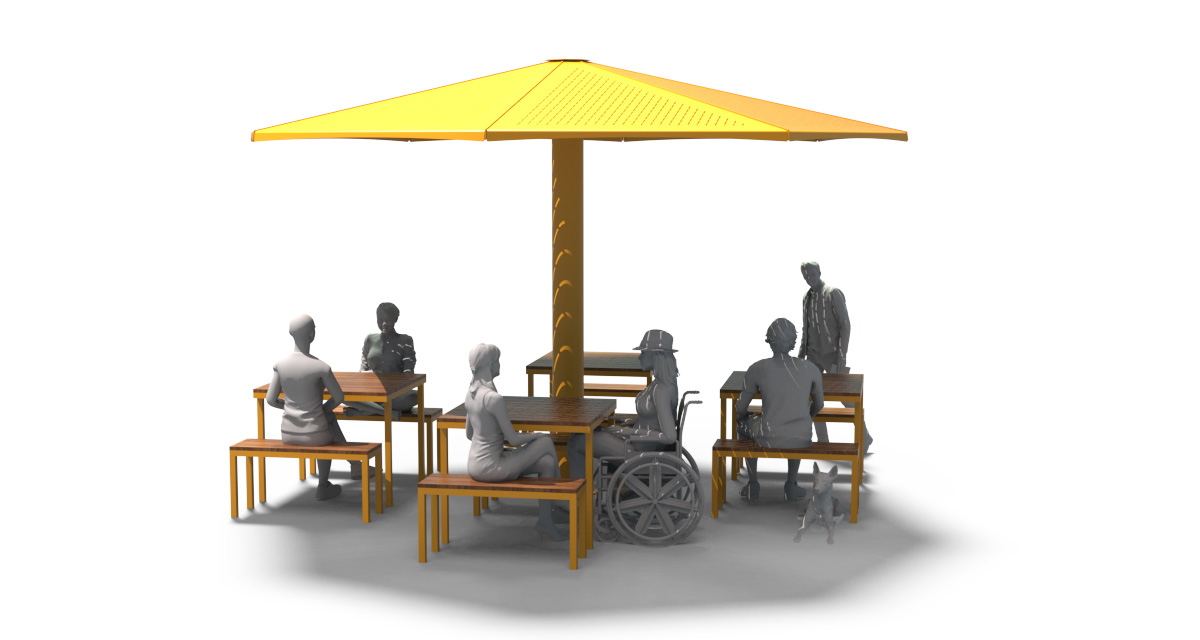 Modular picnic table, universal access (ADA), Picnic table, Public table, public bench, Pergola, Street furniture, urban furniture, Picnic table shelter, picnic table urban furniture, sunshade, outdoor collaborative space furniture, outdoor school furniture, outdoor furniture, school outdoor furniture, touristic station outdoor furniture, commercial outdoor furniture, Park outdoor furniture, Rooftop terrace furniture, Commercial terrace furniture, Public square outdoor furniture, Touristic site outdoor furniture, Urban modular furniture, Public space furniture.