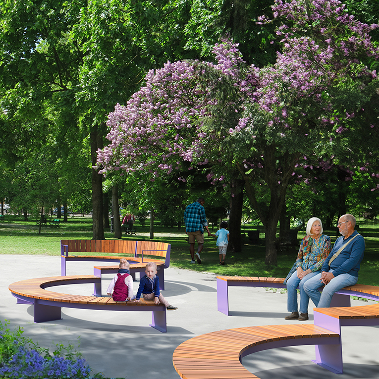 Curved Modular benches, Street furniture, urban furniture, shelter with bench, outdoor furniture, school outdoor furniture, touristic station outdoor furniture, commercial outdoor furniture, Park outdoor furniture, Rooftop terrace furniture, Commercial terrace furniture, Public square outdoor furniture, Touristic site outdoor furniture, Urban modular furniture, Public space furniture.