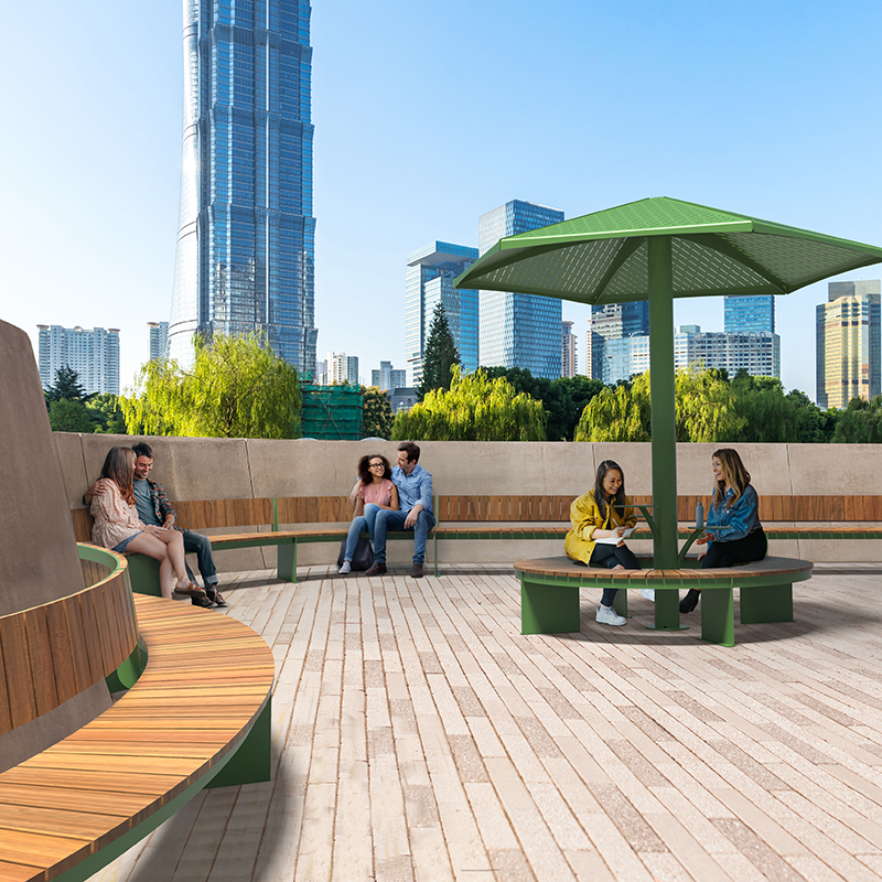 Curved Modular benches, Street furniture, urban furniture, shelter with bench, outdoor furniture, school outdoor furniture, touristic station outdoor furniture, commercial outdoor furniture, Park outdoor furniture, Rooftop terrace furniture, Commercial terrace furniture, Public square outdoor furniture, Touristic site outdoor furniture, Urban modular furniture, Public space furniture.