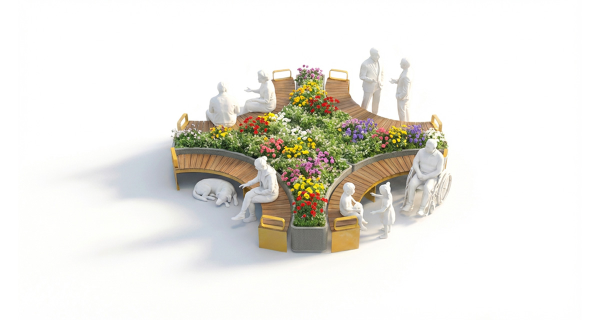 Public bench, Curved urban bench, universal access (ADA), Street furniture, urban furniture, Urban bench shelter, Mobilier de parc,outdoor furniture, school outdoor furniture, touristic station outdoor furniture, commercial outdoor furniture, Park outdoor furniture, Rooftop terrace furniture, Commercial terrace furniture, Public square outdoor furniture,Touristic site outdoor furniture, Urban modular furniture, Public space furniture.