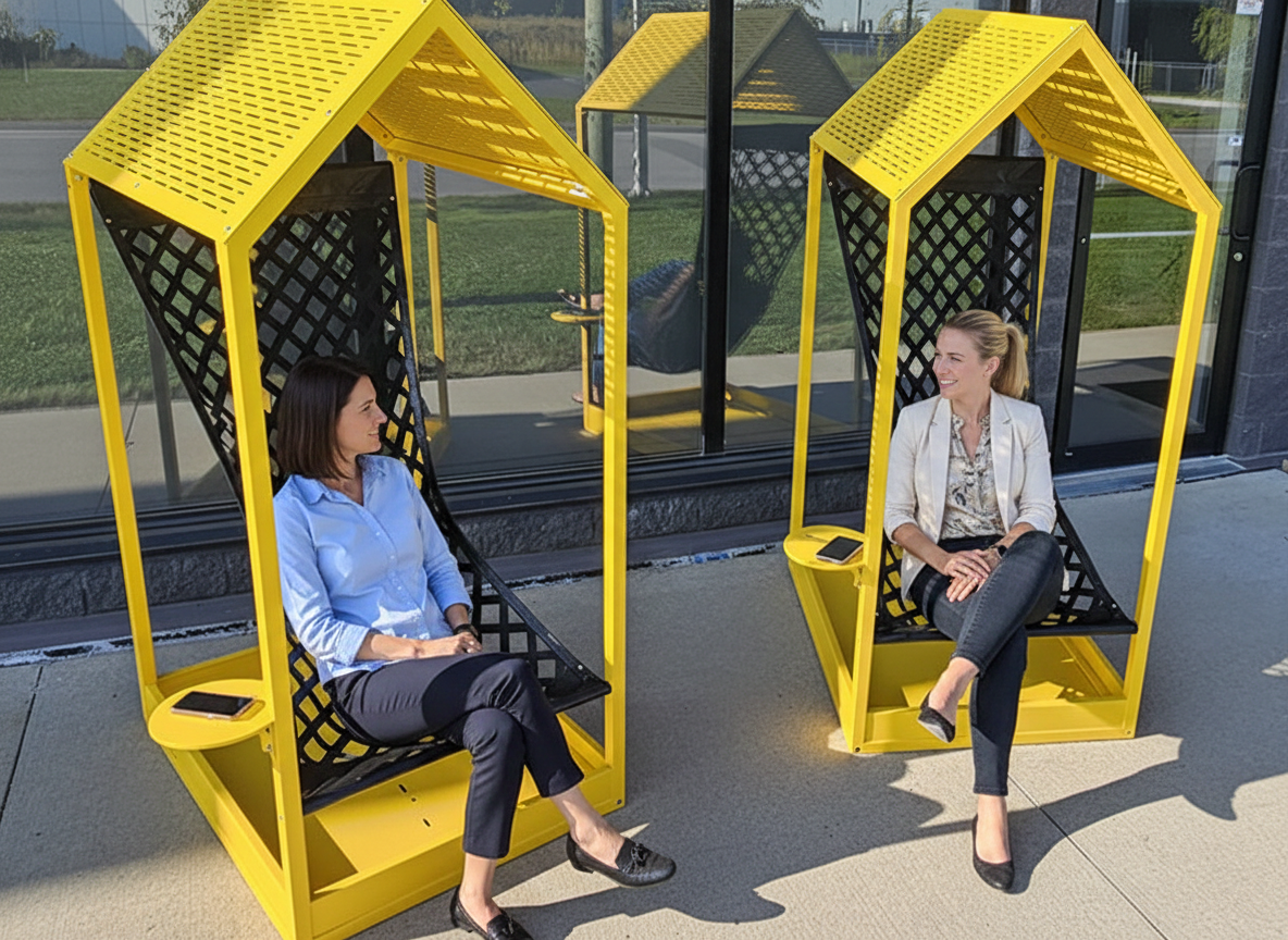 chaise hamac urbaine - mobilier espace collaboratif - mobilier scolaire extérieur - mobilier espace aquatique