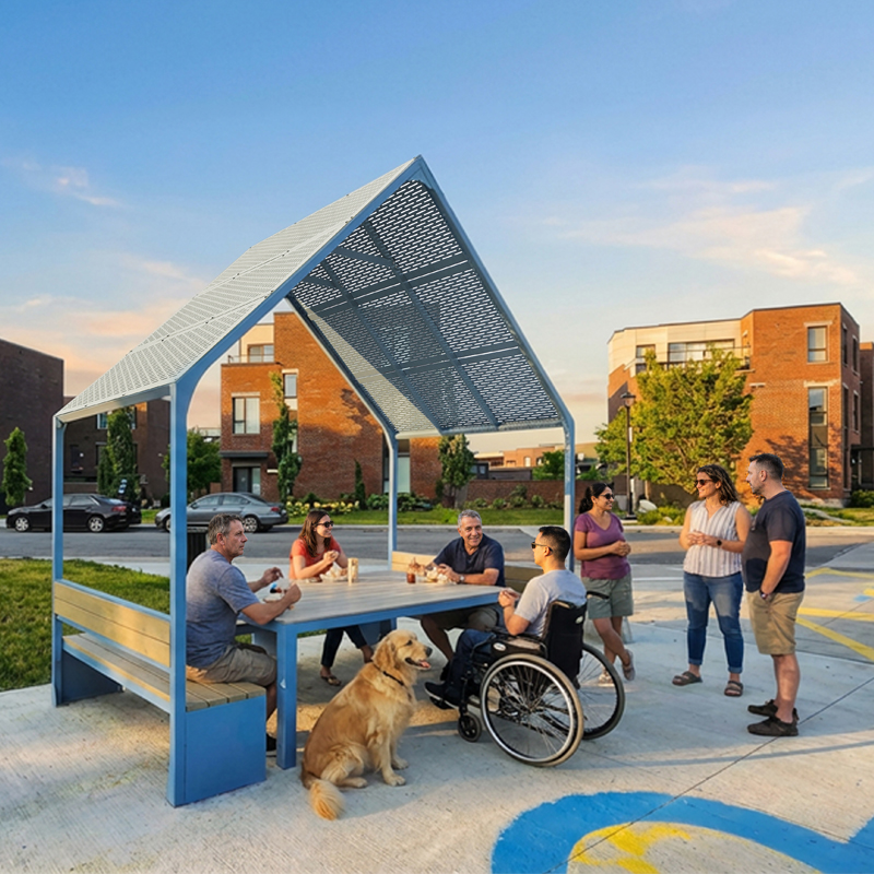 Table pique-nique modulaire, accès universel (PMR), maisonnette, abri solaire, Abri de table de pique-nique, mobilier urbain, table à pique-nique, table publique, banc public, mobilier espace public, mobilier extérieur, mobilier d'espace collaboratif extérieur, mobilier espace commercial, mobilier de parc, mobilier scolaire, station touristique, mobilier terrasse commerciale, mobilier place publique, mobilier toit-terrasse extérieur, mobilier modulaire urbain
Modular picnic table, universal access (ADA), house, sunshade, solar shelter, Picnic table shelter, urban furniture, street furniture, site furnishings, public table, public bench, modular picnic table, public space furniture, public square outdoor furniture, outdoor furniture, outdoor collaborative space furniture, commercial furniture, park furniture, school outdoor furniture, touristic station, Touristic site outdoor furniture, commercial terrace furniture, rooftop terrace furniture, urban modular furniture
