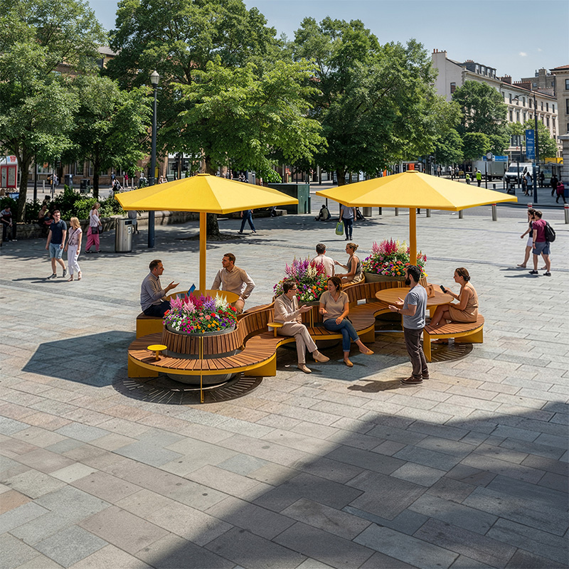 Modular urban bench, universal access (ADA), urban furniture, street furniture, site furnishings, public bench, public space furniture, public square outdoor furniture, outdoor furniture, outdoor collaborative space furniture, commercial furniture, park furniture, school outdoor furniture, touristic station, Touristic site outdoor furniture, commercial terrace furniture, rooftop terrace furniture, urban modular furniture