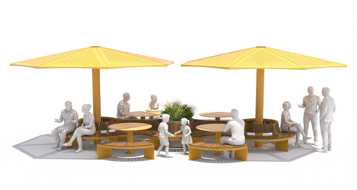 Modular urban bench, universal access (ADA), urban furniture, street furniture, site furnishings, public bench, public space furniture, public square outdoor furniture, outdoor furniture, outdoor collaborative space furniture, commercial furniture, park furniture, school outdoor furniture, touristic station, Touristic site outdoor furniture, commercial terrace furniture, rooftop terrace furniture, urban modular furniture