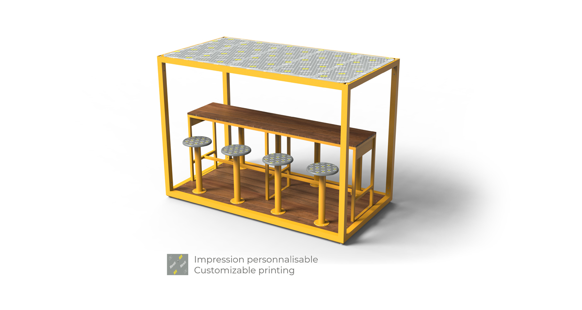 Cabana, table pique-nique modulaire, accès universel (PMR), abri solaire, abri de table de pique-nique, table bistro, tabourets hauts, mobilier urbain, table à pique-nique, table public, banc public, mobilier espace public, mobilier extérieur, mobilier d'espace collaboratif extérieur, mobilier espace commercial, mobilier de parc, mobilier scolaire, station touristique, mobilier terrasse commerciale, mobilier place publique, mobilier toit-terrasse extérieur, mobilier modulaire urbain
Cabana, modular picnic table, universal access (ADA), sunshade, solar shelter, picnic table shelter, bar table, high stools urban furniture, street furniture, site furnishings, public table, public bench, modular picnic table, public space furniture, public square outdoor furniture, outdoor furniture, outdoor collaborative space furniture, commercial furniture, park furniture, school outdoor furniture, touristic station, Touristic site outdoor furniture, commercial terrace furniture, rooftop terrace furniture, urban modular furniture
