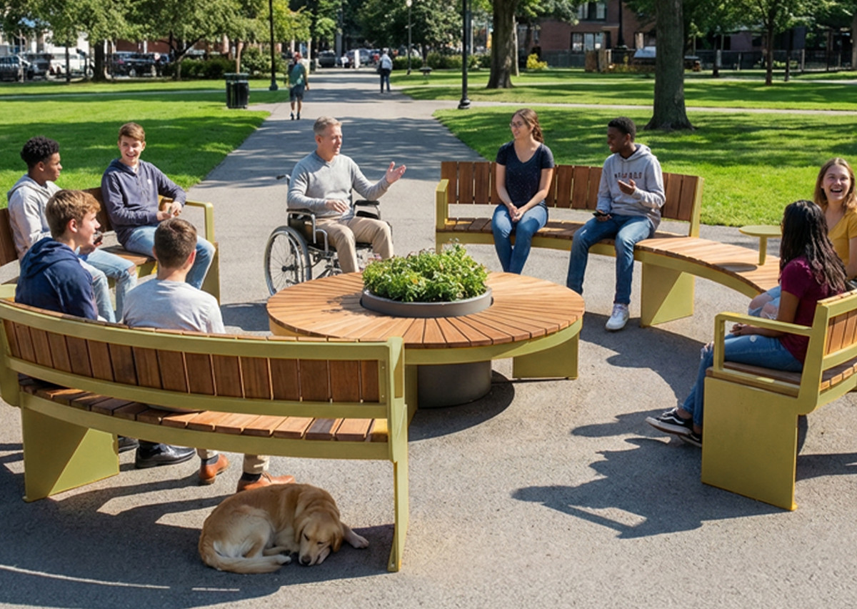 Banc modulaire urbain, accès universel (PMR), mobilier urbain, banc public, mobilier espace public, mobilier extérieur, mobilier d'espace collaboratif extérieur, mobilier espace commercial, mobilier de parc, mobilier scolaire, station touristique, mobilier terrasse commerciale, mobilier place publique, mobilier toit-terrasse extérieur, mobilier modulaire urbain
Modular urban bench, universal access (ADA), urban furniture, street furniture, site furnishings, public bench, public space furniture, public square outdoor furniture, outdoor furniture, outdoor collaborative space furniture, commercial furniture, park furniture, school outdoor furniture, touristic station, Touristic site outdoor furniture, commercial terrace furniture, rooftop terrace furniture, urban modular furniture