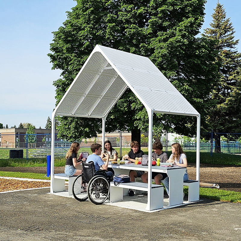 Table pique-nique modulaire, accès universel (PMR), maisonnette, abri solaire, Abri de table de pique-nique, mobilier urbain, table à pique-nique, table publique, banc public, mobilier espace public, mobilier extérieur, mobilier d'espace collaboratif extérieur, mobilier espace commercial, mobilier de parc, mobilier scolaire, station touristique, mobilier terrasse commerciale, mobilier place publique, mobilier toit-terrasse extérieur, mobilier modulaire urbain
Modular picnic table, universal access (ADA), house, sunshade, solar shelter, Picnic table shelter, urban furniture, street furniture, site furnishings, public table, public bench, modular picnic table, public space furniture, public square outdoor furniture, outdoor furniture, outdoor collaborative space furniture, commercial furniture, park furniture, school outdoor furniture, touristic station, Touristic site outdoor furniture, commercial terrace furniture, rooftop terrace furniture, urban modular furniture

