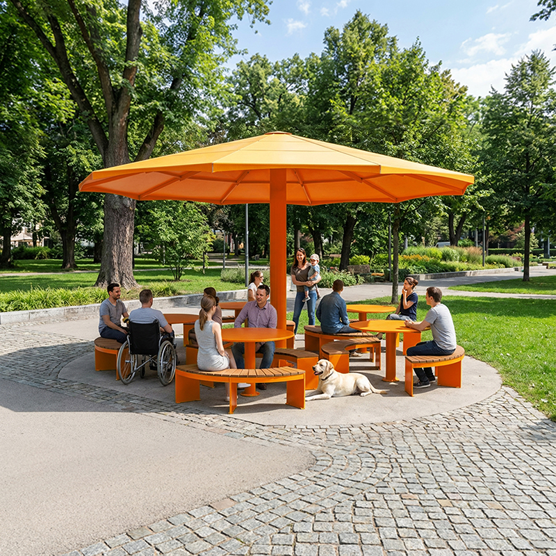 Table pique-nique modulaire, accès universel (PMR), parasol métallique, abri solaire, abri de table de pique-nique, mobilier urbain, table à pique-nique, table publique, banc public, mobilier espace public, mobilier extérieur, mobilier d'espace collaboratif extérieur, mobilier espace commercial, mobilier de parc, mobilier scolaire, station touristique, mobilier terrasse commerciale, mobilier place publique, mobilier toit-terrasse extérieur, mobilier modulaire urbain
Modular picnic table, universal access (ADA), metal parasol, sunshade, solar shelter, sunbrella, umbrella, Picnic table shelter, urban furniture, street furniture, site furnishings, public table, public bench, modular picnic table, public space furniture, public square outdoor furniture, outdoor furniture, outdoor collaborative space furniture, commercial furniture, park furniture, school outdoor furniture, touristic station, Touristic site outdoor furniture, commercial terrace furniture, rooftop terrace furniture, urban modular furniture
